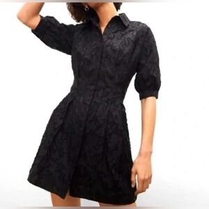 Club Monaco Black Floral Button-Down Dress | Size 6